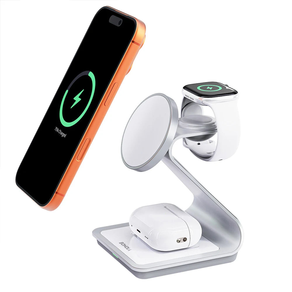 BONOLA 3 in 1 Wireless Charger for iPhone 17/16/15/13/14/12 30W Wireless Charging Station for Apple Watch/AirPods Pro